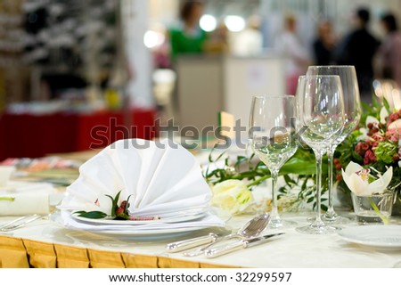 stock photo Beautiful and Luxurious Wedding Table Setting