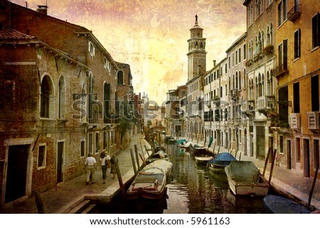 Artistic work of my own in retro style - Postcard from Italy. - Venice.