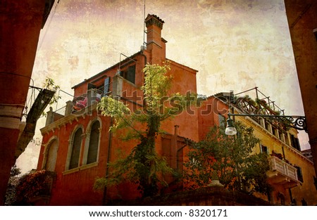 Artistic work of my own in retro style - Postcard from Italy. - Villa - Venice