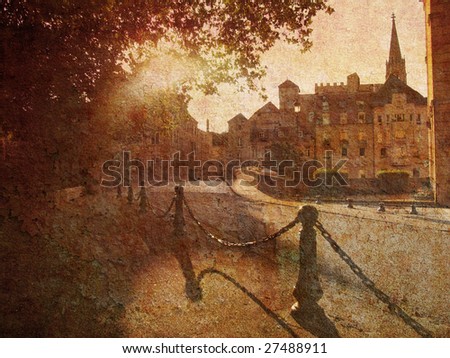 Like an old Japanese print. More of my photos worked together to make a retro dreamlike look. Metz France late afternoon.