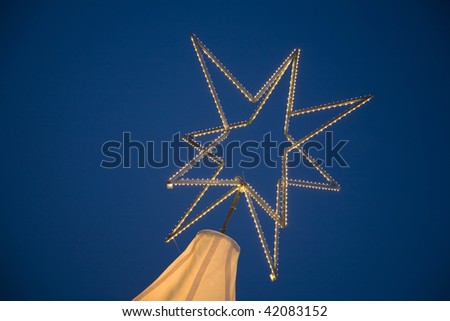 Top of a tent with star - Christmas Market, Hamburg - Germany.