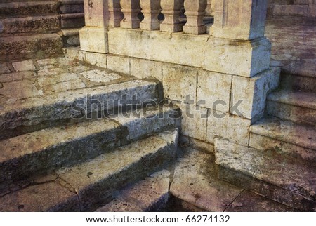 Beautiful old steps. Postcard from Croatia. Several of my photos worked together to reflect age and time.