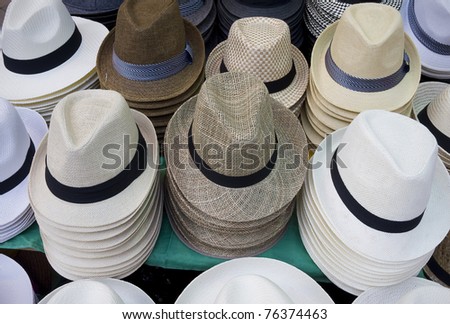 Male hats for sale - seen on Parisian market.