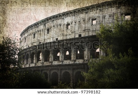 Detail of the Colosseum - Rome, Italy. Postcard from Rome. More of my images worked together to reflect age and time.