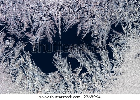 Ice crystals formed on glass