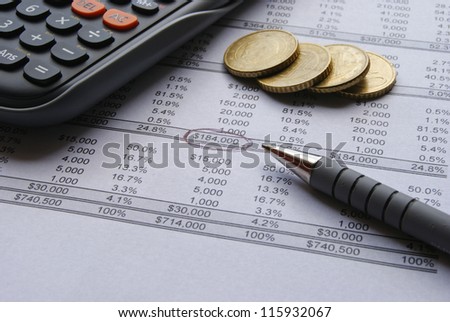 Accounts and charts with business equipment
