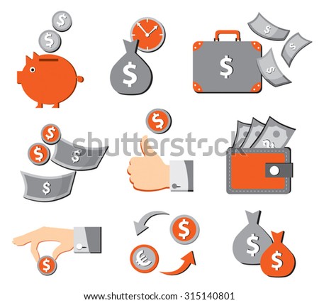 business, money, coins, currency, dollars, euro, piggy bank, money vector, purse, shopping