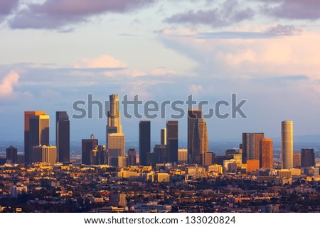Los Angeles downtown at sunset