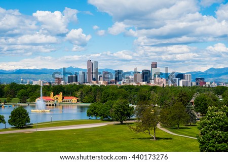Denver Colorado downtown with City Park