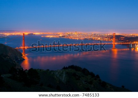 golden gate bridge pictures at night. stock photo : Golden Gate