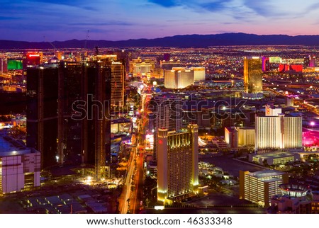 stock photo : LAS VEGAS - MARCH 31: An aerial view of Las Vegas strip