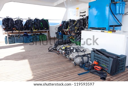 Diving equipment on the safari boat