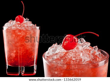 A couple of identical cocktails on the white and black background. Small DOF photo