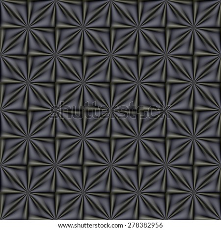 Intricate woven silver / grey abstract square / flower design on black background (tile able)