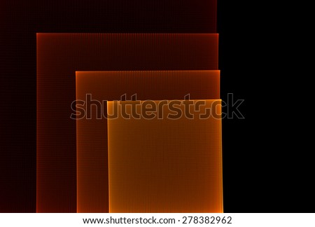 Intricate orange and red woven overlapping squares on black background