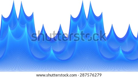 Intricate ice blue spiky wave design on white background (tile able / frieze)