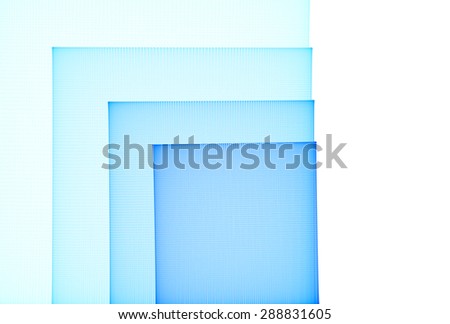 Intricate blue / cyan woven overlapping squares on white background