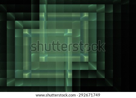 Funky shiny green abstract woven square design on black background