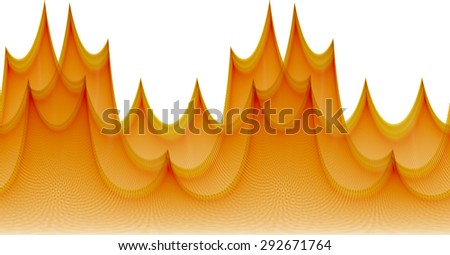 Intricate orange / red spiky wave design on white background (tile able / frieze)