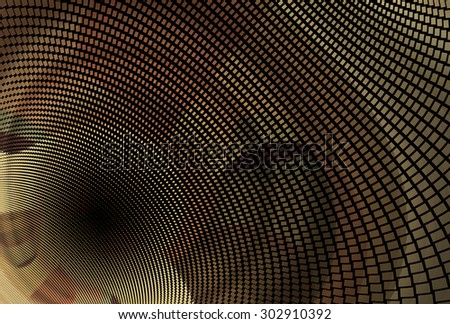 Intricate peach / beige abstract curved mosaic design on black background