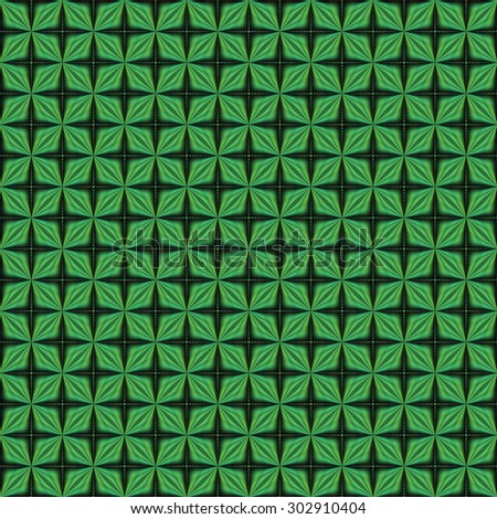 Bright green abstract shiny star / cross pattern on black background (tile able)