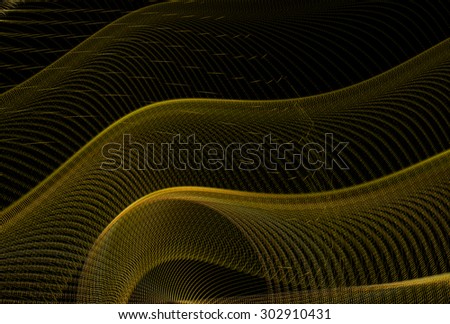 Intricate copper / orange woven curved wave pattern on black background