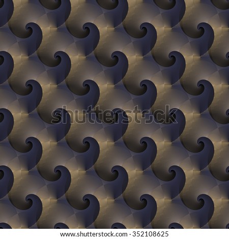 Intricate blue / yellow / grey abstract waves on black background (tile able)