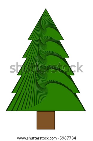 Plain Green Christmas Tree On White Background Stock Photo 5987734