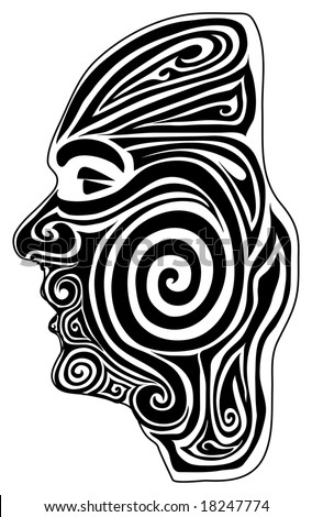 stock photo Illustration of a Maori Moko Tattoo 