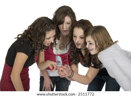 cell phone backgrounds for girls. stock photo : four teen girls