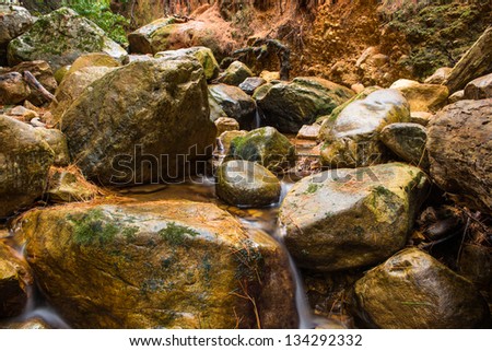 River flowing on the rocks in the forrest