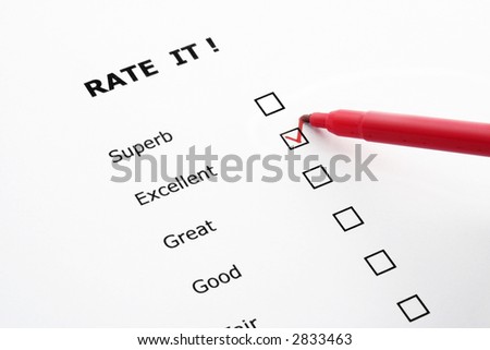 evaluation sheet with the excellent option ticked in red