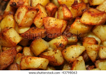 closeup of seasoned roast potatoes