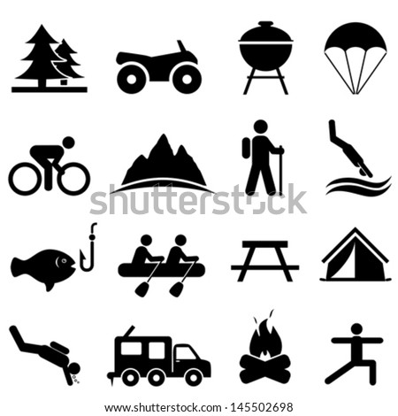 Recreation and camping icon set