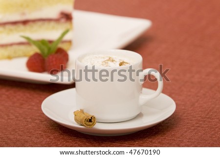 Slice of cake and coffee