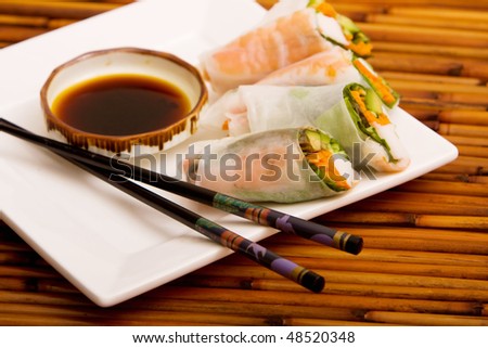 Plate of Japanese spring rolls