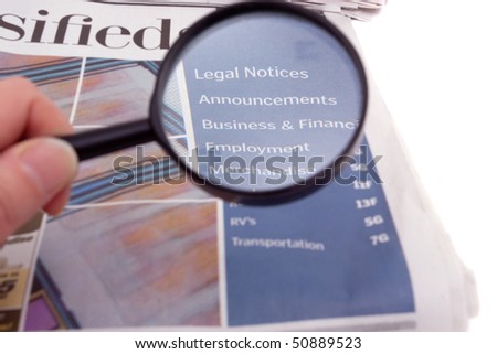 Newspaper classified ads section