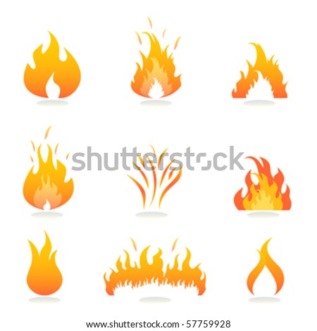 Flames And Fire Signs And Symbols Stock Vector Illustration 57759928