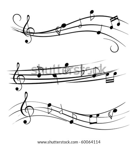 stock vector Music notes on staves