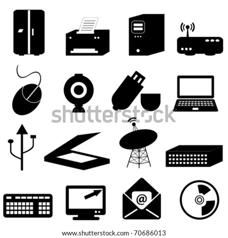 Computer and technology related icons and symbols Computer and technology related icons and symbols