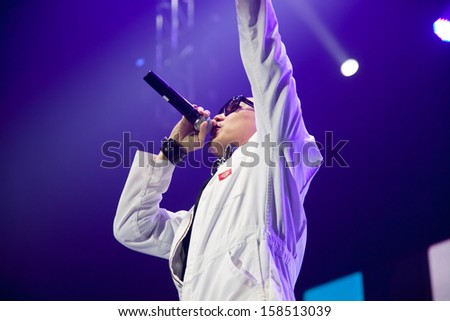 JAKARTA, INDONESIA - OCTOBER 4: James Roh of Far East Movement performs at the 6th LA Lights Java Soulnation Festival 2013 on October 4, 2013 in Jakarta, Indonesia.