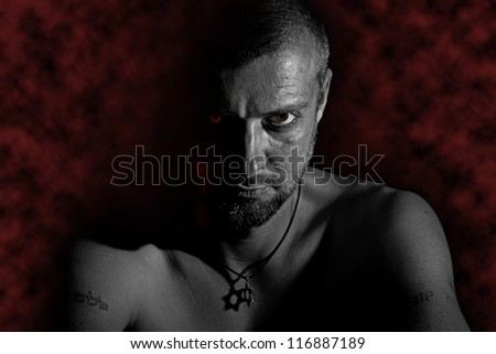 Tough man with star of David on his neck