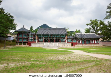 Gyeongbokgung palace, Jibokjae (private Royal Library) in Seoul, Korea. The 14 th Century.