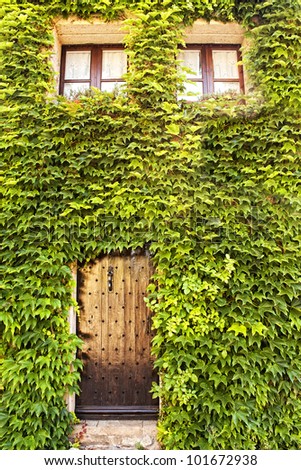 Ivy clad house in Peratallada, Catalonia, Spain