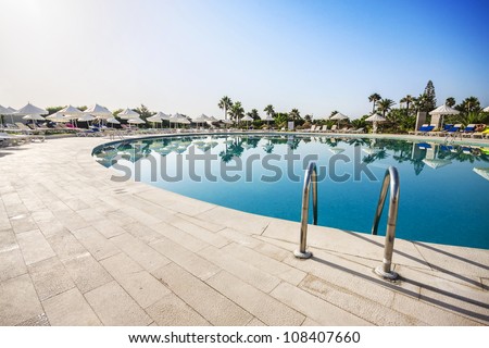 Swimming Pool Of Luxury Hotel, Tunisia.