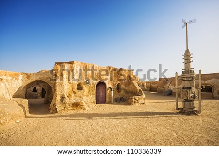 Sahara, Tunisia - Jul 10: Abandoned Sets For The Shooting Of The Movie Star Wars In The Sahara Desert On A Background Of Sand Dunes On July 10, 2012 In Sahara, Tunisia
