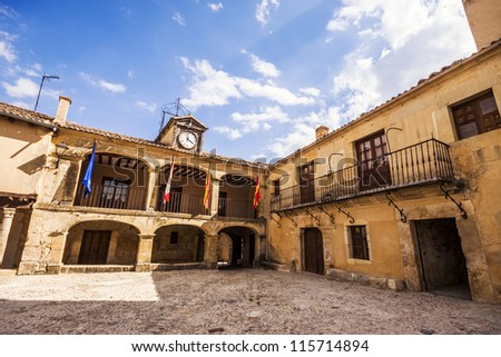 Plaza Mayor (Main Square) of Pedraza village, Segovia, Castilla y Leon, Spain