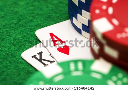 Ace king and poker chips stack Ace king and poker chips stack