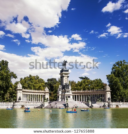 Monument To Alfonso Xii In The Parque Del Buen Retiro &Quot;Park Of The Pleasant Retreat&Quot; In Madrid, Spain