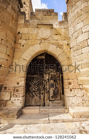 Entrance of Pedraza Castle in Segovia, Castilla y Leon, Spain. Was constructed between the 14th and 16th centuries.